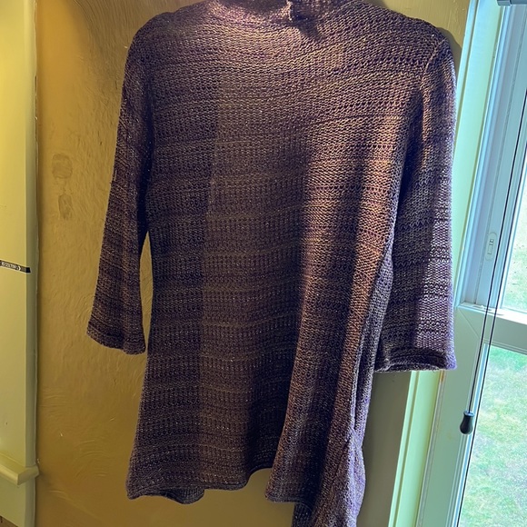 🌺 3/$28 🌺. 3/4 sleeve cardigan open style Purple and gold - Picture 3 of 3